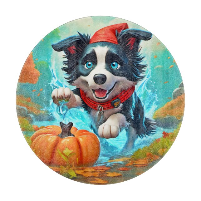 Chibi Border Ninja Dog: Epic Art Cutting Board (Front)