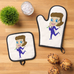 chibi bunny tail oven mitt & pot holder set