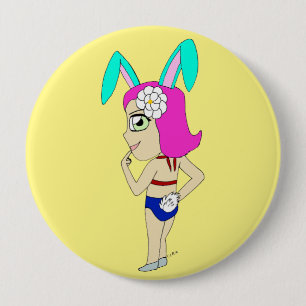 chibi bunnygirl 10 cm round badge