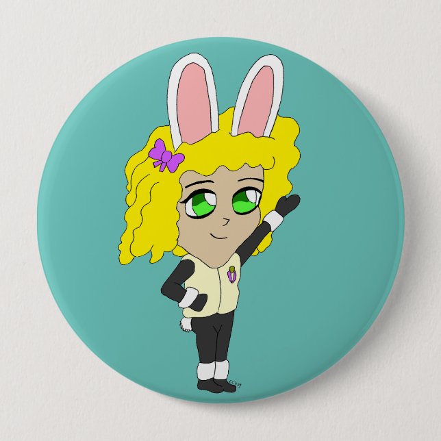chibi bunnygirl   10 cm round badge (Front)