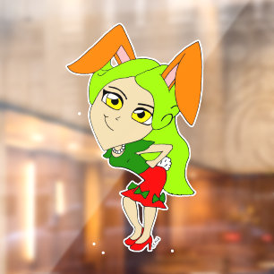 chibi bunnygirl button window cling