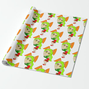 chibi bunnygirl  button wrapping paper
