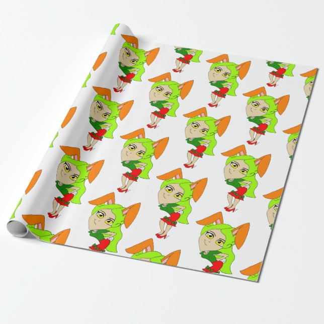 chibi bunnygirl  button wrapping paper (Unrolled)