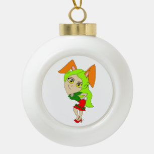 chibi bunnygirl ceramic ball christmas ornamen ornament