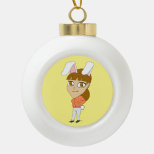 chibi bunnygirl ceramic ball christmas ornament