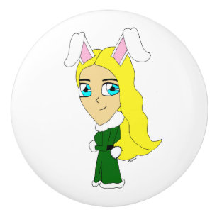 chibi bunnygirl ceramic knob