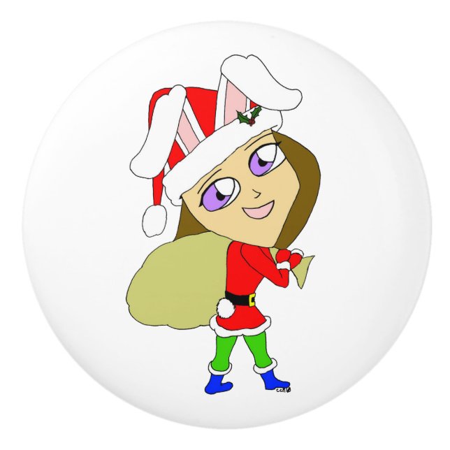 chibi bunnygirl    ceramic knob (Front)