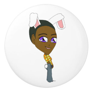 chibi bunnygirl ceramic knob