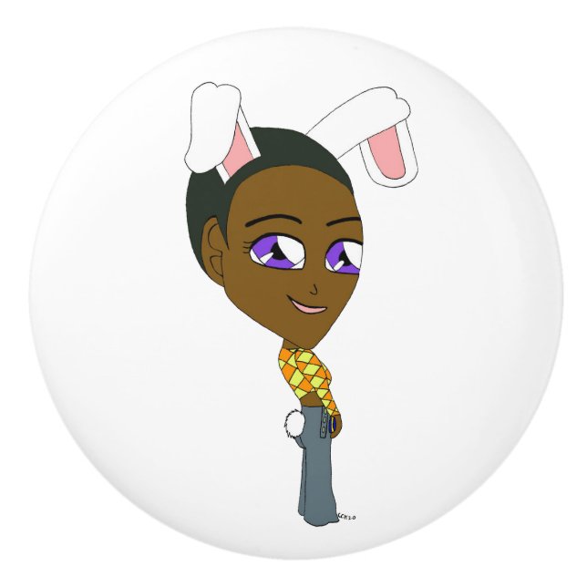 chibi bunnygirl   ceramic knob (Front)