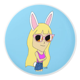 chibi bunnygirl ceramic knob