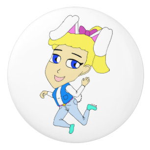 chibi bunnygirl   ceramic knob