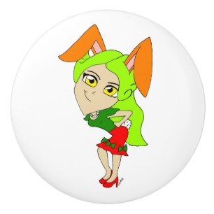 chibi bunnygirl     ceramic knob
