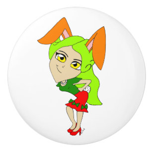 chibi bunnygirl ceramic knob