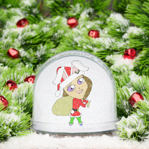 chibi bunnygirl ceramic ornament snowglobe