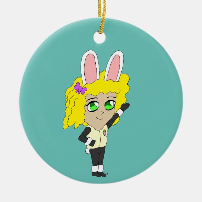 chibi bunnygirl    ceramic tree decoration (Front)