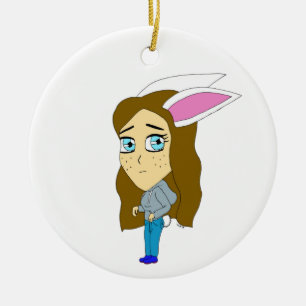 chibi bunnygirl ceramic tree decoration