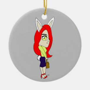 chibi bunnygirl ceramic tree decoration