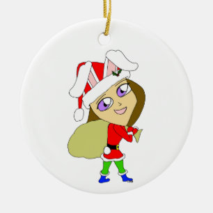 chibi bunnygirl  ceramic tree decoration
