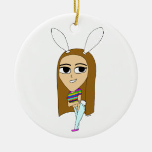 chibi bunnygirl ceramic tree decoration