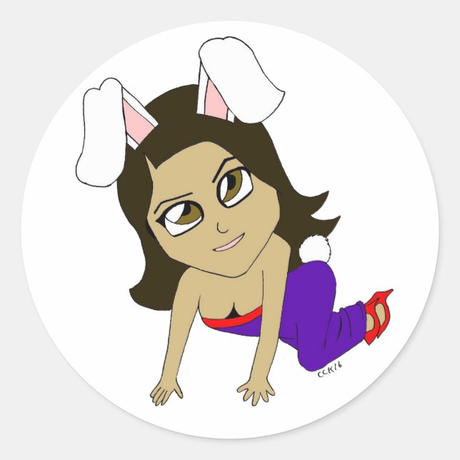 chibi bunnygirl classic round sticker (Front)