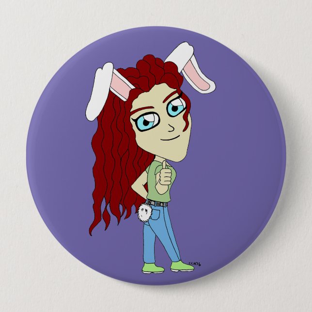 Chibi Bunnygirl giving a thumbs up 10 Cm Round Badge (Front)