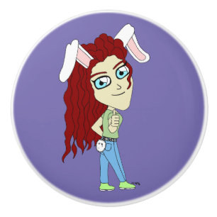 Chibi Bunnygirl giving a thumbs up Ceramic Knob