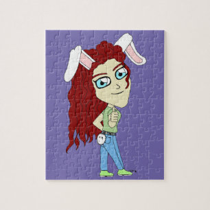 Chibi Bunnygirl giving a thumbs up Jigsaw Puzzle