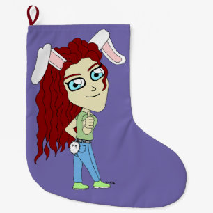 Chibi Bunnygirl giving a thumbs up Large Christmas Stocking