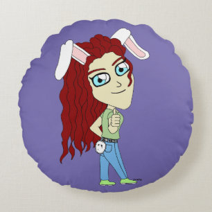 Chibi Bunnygirl giving a thumbs up Round Cushion