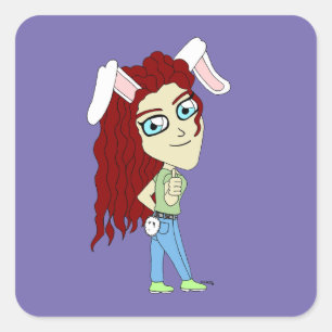 Chibi Bunnygirl giving a thumbs up Square Sticker