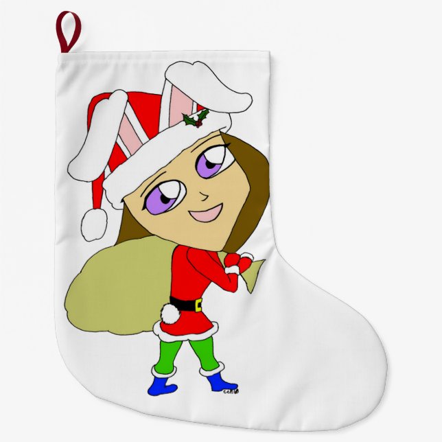 chibi bunnygirl  large christmas stocking (Front)