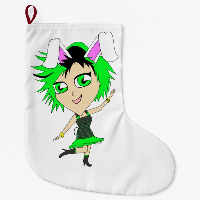 chibi bunnygirl  large christmas stocking (Front)
