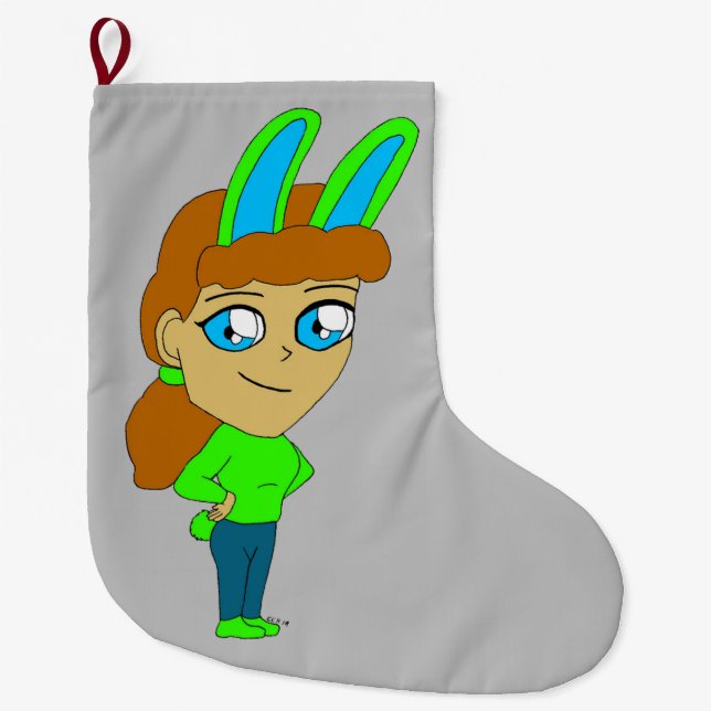 chibi bunnygirl  large christmas stocking (Front)
