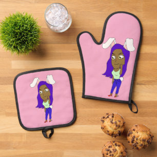 Chibi Bunnygirl Oven Mitt & Pot Holder Set