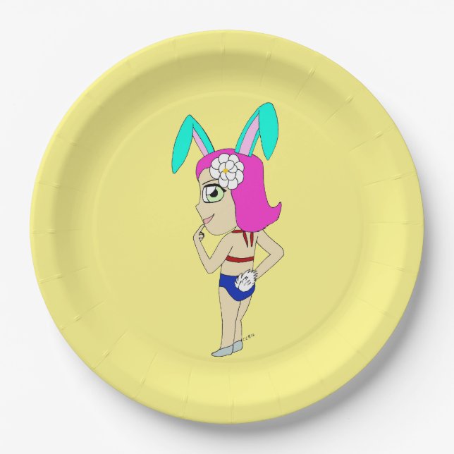 chibi bunnygirl       paper plate (Front)