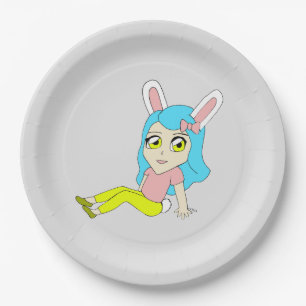 chibi bunnygirl     paper plate
