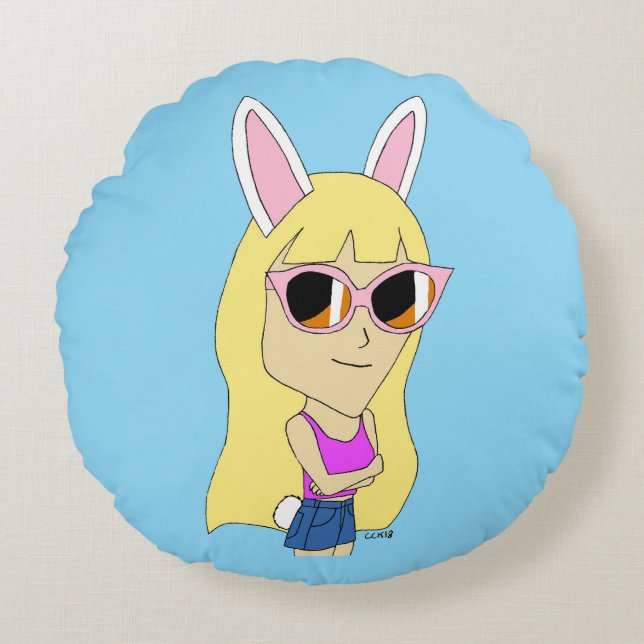 chibi bunnygirl   round cushion (Front)