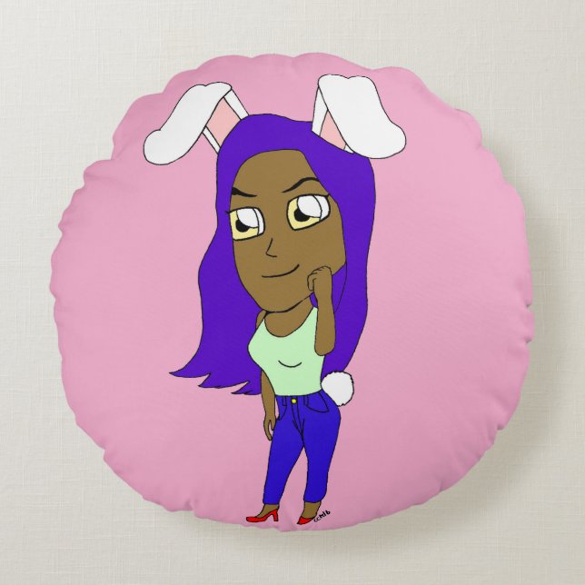 Chibi Bunnygirl Round Cushion (Front)