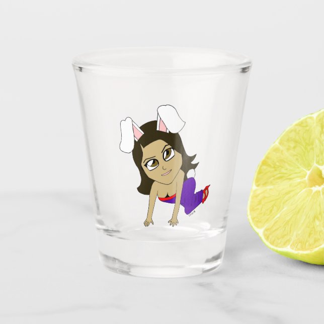 chibi bunnygirl   shot glass (Front)