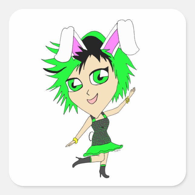 chibi bunnygirl  square sticker (Front)
