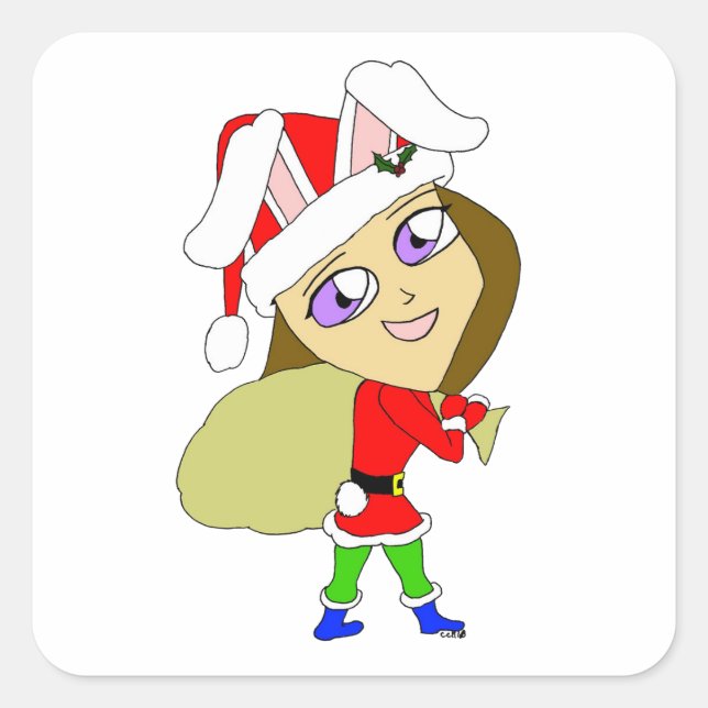 chibi bunnygirl    square sticker (Front)