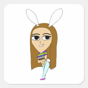 chibi bunnygirl      square sticker