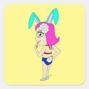 chibi bunnygirl      square sticker