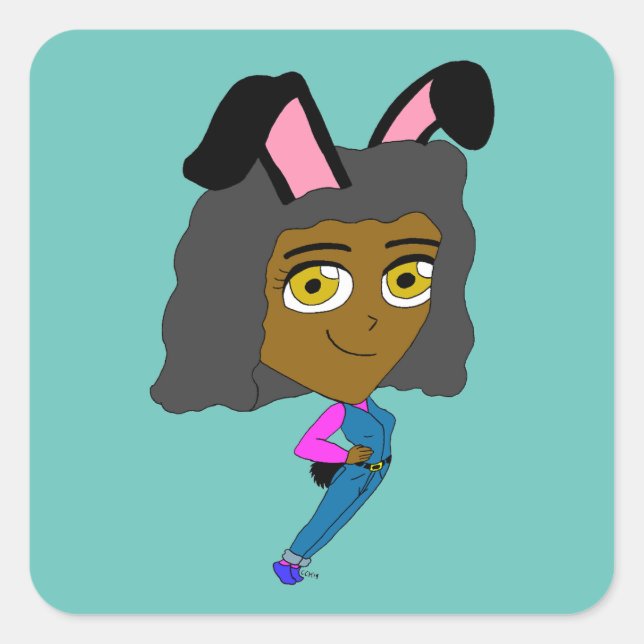 chibi bunnygirl  square sticker (Front)
