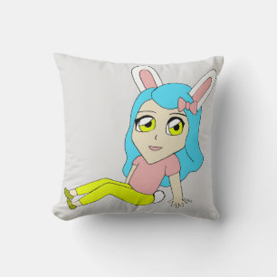 chibi bunnygirl  throw pillow