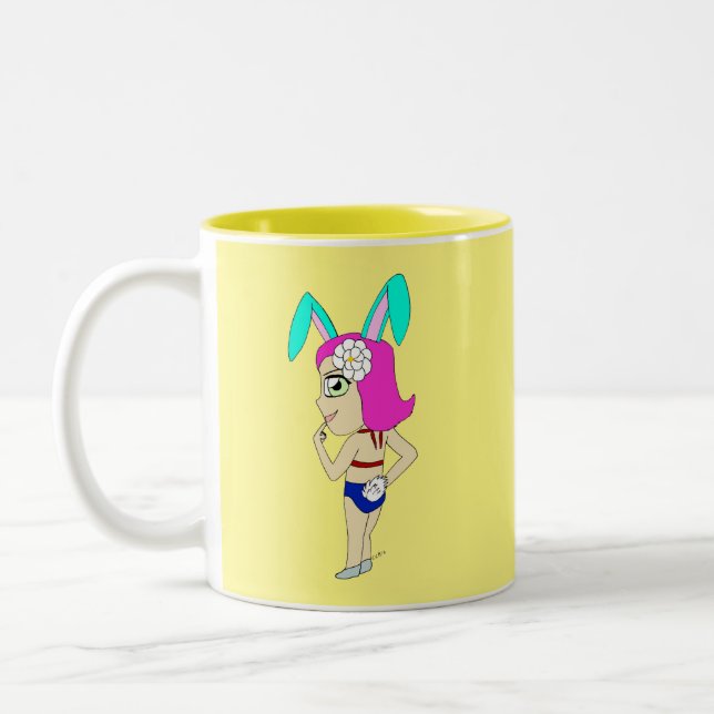 chibi bunnygirl   Two-Tone coffee mug (Left)
