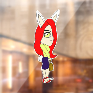 chibi bunnygirl window cling