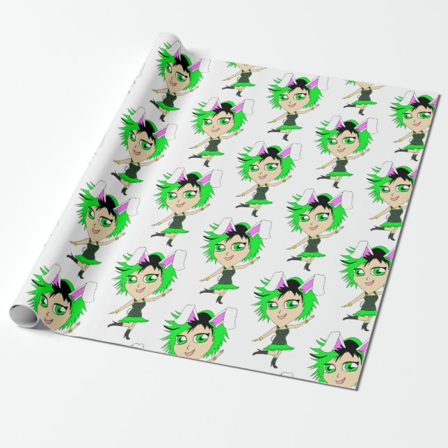 chibi bunnygirl  wrapping paper (Unrolled)