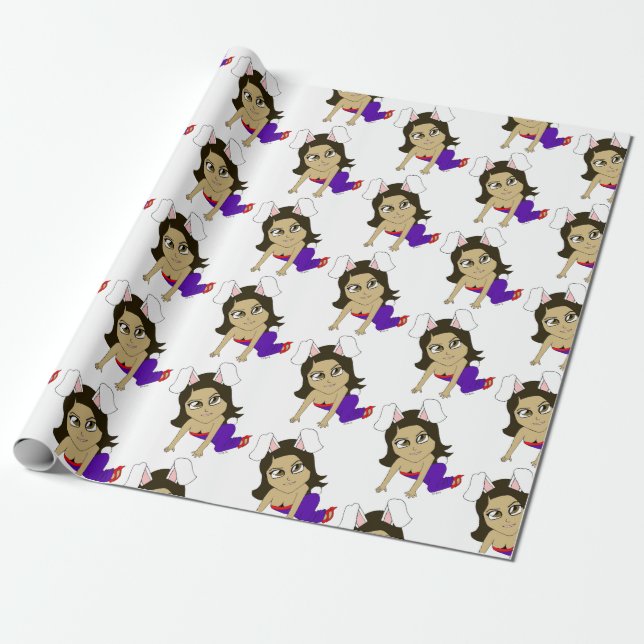 chibi bunnygirl wrapping paper (Unrolled)