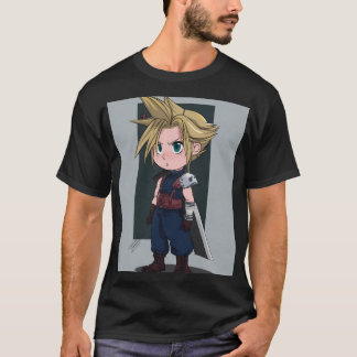 Chibi Buster‑Blade Hero | Cute Spiky‑Haired Warrio T-Shirt